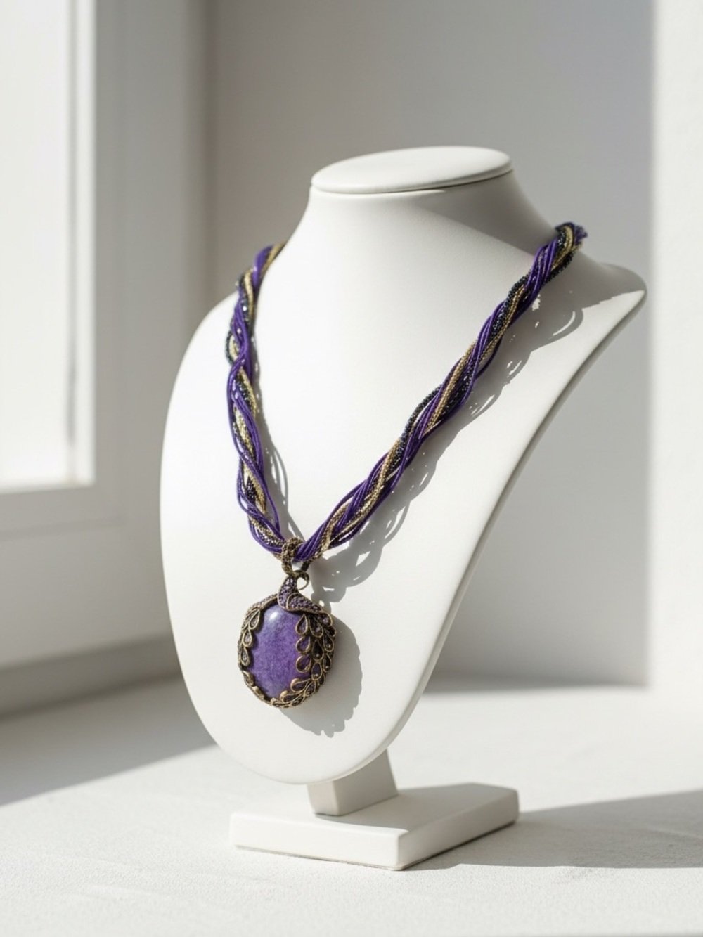 Vintage Peacock Gemstone Bohemian Necklace 🆕